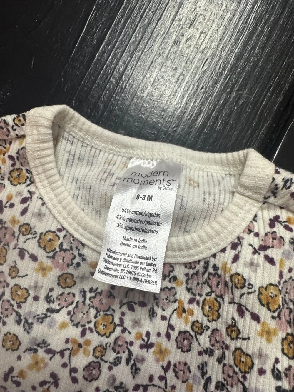 Baby Floral Long-Sleeve One-Piece Bodysuit in Pink & Yellow